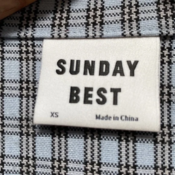 ❗️SOLD❗️Aritzia Sunday Best Blue Plaid Crop Short Sleeve Tuesday Blouse Size XS - Picture 6 of 9